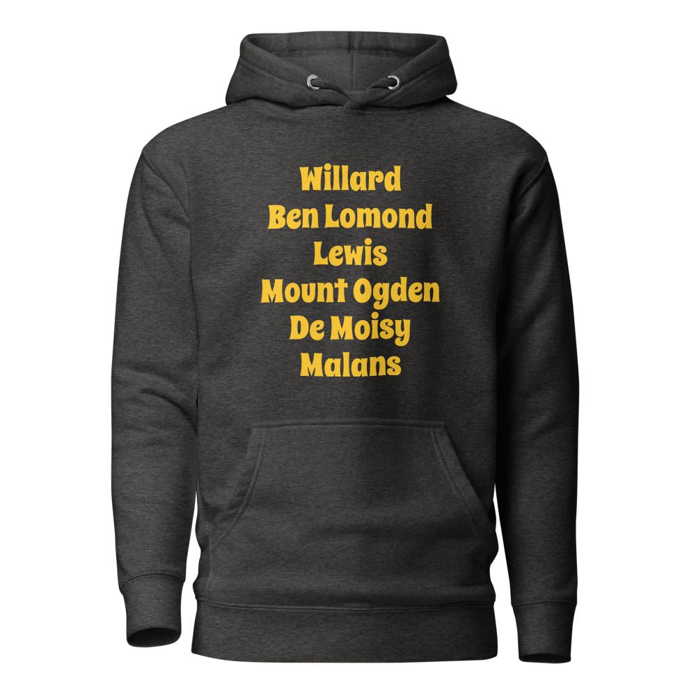 Mountain Peaks | Unisex Hoodie | Willard, Ben Lomond, Lewis, Mount Ogden, De Moisy, Malans)