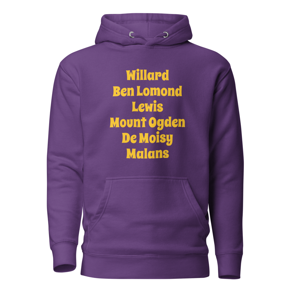 Mountain Peaks | Unisex Hoodie | Willard, Ben Lomond, Lewis, Mount Ogden, De Moisy, Malans)