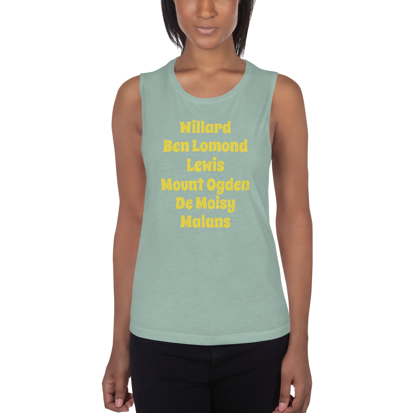 Mountain Peaks | Feminine Muscle Tank | Willard, Ben Lomond, Lewis, Mount Ogden, De Moisy, Malans