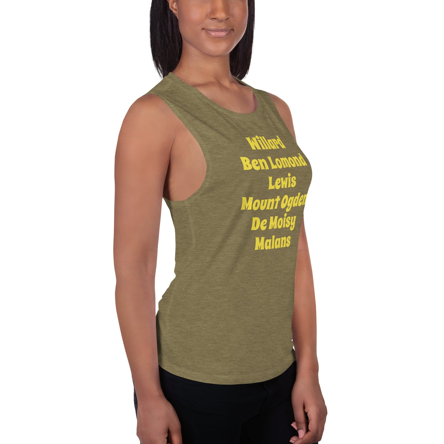 Mountain Peaks | Feminine Muscle Tank | Willard, Ben Lomond, Lewis, Mount Ogden, De Moisy, Malans