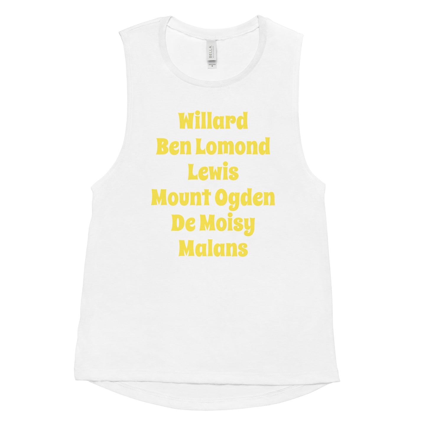 Mountain Peaks | Feminine Muscle Tank | Willard, Ben Lomond, Lewis, Mount Ogden, De Moisy, Malans