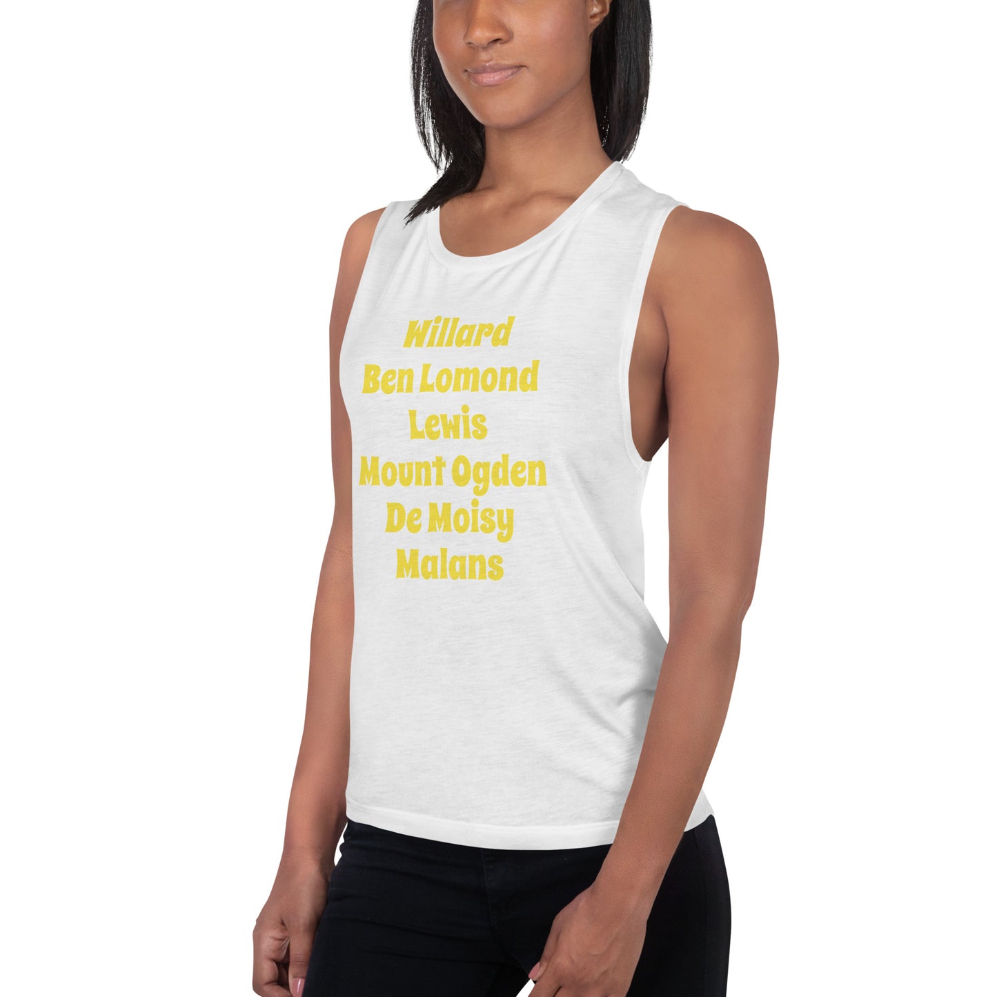 Mountain Peaks | Feminine Muscle Tank | Willard, Ben Lomond, Lewis, Mount Ogden, De Moisy, Malans